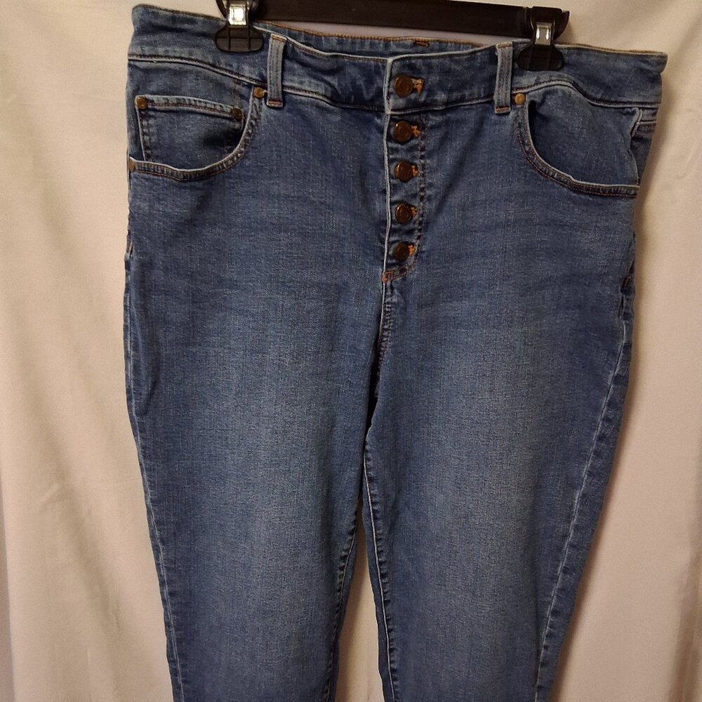 Talbot Women Everyday Blue Jeans Very Stretchy Button Enclosure High Rise-Sz-16